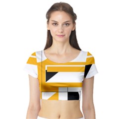 Design Pattern Yellow Background Art Short Sleeve Crop Top by Jancukart