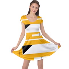 Design Pattern Yellow Background Art Cap Sleeve Dress