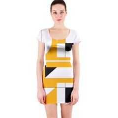 Design Pattern Yellow Background Art Short Sleeve Bodycon Dress