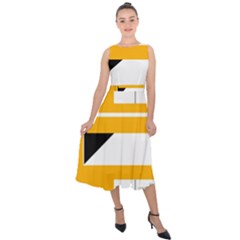 Design Pattern Yellow Background Art Midi Tie-back Chiffon Dress