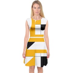 Design Pattern Yellow Background Art Capsleeve Midi Dress