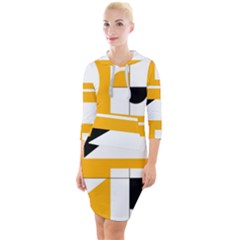 Design Pattern Yellow Background Art Quarter Sleeve Hood Bodycon Dress