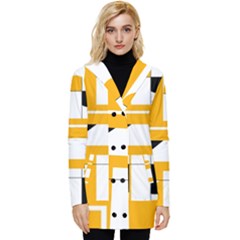 Design Pattern Yellow Background Art Button Up Hooded Coat 