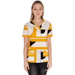 Design Pattern Yellow Background Art Women s V-neck Scrub Top