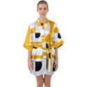 Design Pattern Yellow Background Art Half Sleeve Satin Kimono  View1