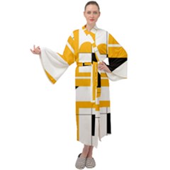 Design Pattern Yellow Background Art Maxi Velour Kimono