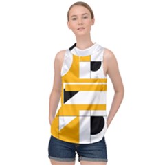 Design Pattern Yellow Background Art High Neck Satin Top