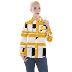 Design Pattern Yellow Background Art Women s Long Sleeve Pocket Shirt