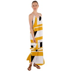 Design Pattern Yellow Background Art Cami Maxi Ruffle Chiffon Dress