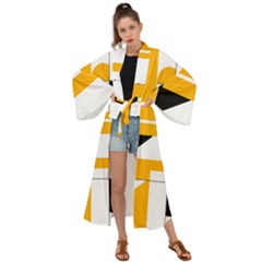 Design Pattern Yellow Background Art Maxi Kimono