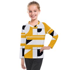 Design Pattern Yellow Background Art Kids  Long Mesh Tee