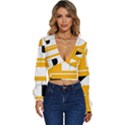 Design Pattern Yellow Background Art Long Sleeve Deep-V Velour Top View1