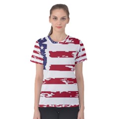 America Unite Stated Red Background Us Flags Women s Cotton Tee