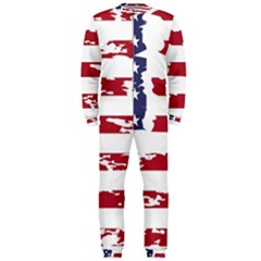 America Unite Stated Red Background Us Flags Onepiece Jumpsuit (men)