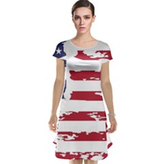 America Unite Stated Red Background Us Flags Cap Sleeve Nightdress