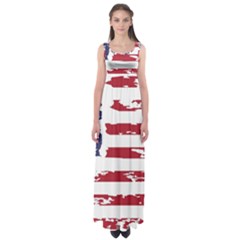 America Unite Stated Red Background Us Flags Empire Waist Maxi Dress