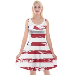 America Unite Stated Red Background Us Flags Reversible Velvet Sleeveless Dress by Jancukart