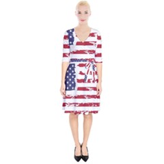 America Unite Stated Red Background Us Flags Wrap Up Cocktail Dress