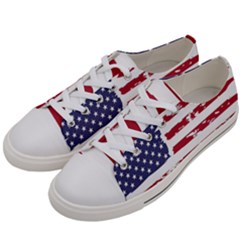 America Unite Stated Red Background Us Flags Women s Low Top Canvas Sneakers