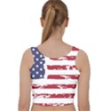 America Unite Stated Red Background Us Flags Velvet Racer Back Crop Top View2