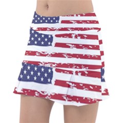 America Unite Stated Red Background Us Flags Classic Tennis Skirt