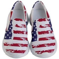 America Unite Stated Red Background Us Flags Kids Lightweight Slip Ons by Jancukart