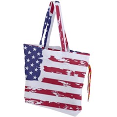 America Unite Stated Red Background Us Flags Drawstring Tote Bag by Jancukart