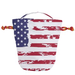 America Unite Stated Red Background Us Flags Drawstring Bucket Bag by Jancukart