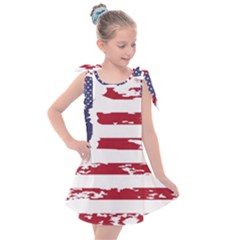 America Unite Stated Red Background Us Flags Kids  Tie Up Tunic Dress by Jancukart