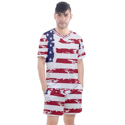 America Unite Stated Red Background Us Flags Men s Mesh Tee And Shorts Set by Jancukart