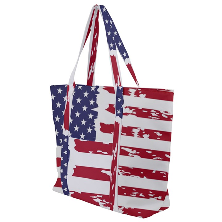 America Unite Stated Red Background Us Flags Zip Up Canvas Bag