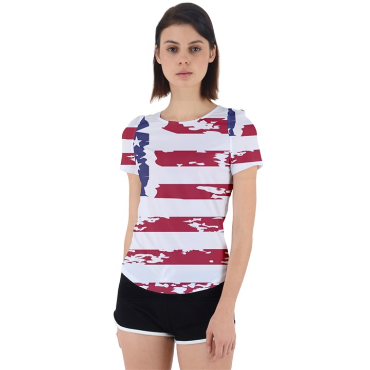 America Unite Stated Red Background Us Flags Back Cut Out Sport Tee