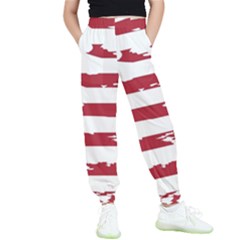 America Unite Stated Red Background Us Flags Kids  Elastic Waist Pants