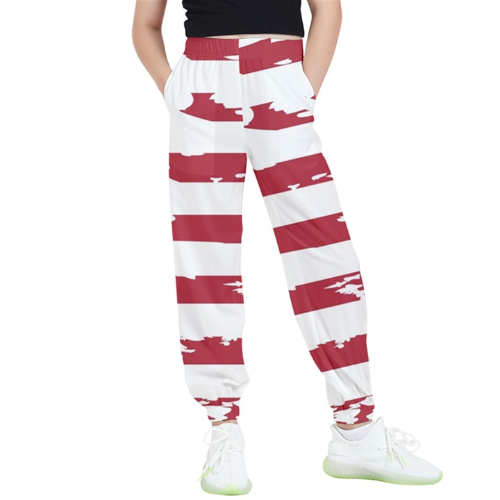 America Unite Stated Red Background Us Flags Kids  Elastic Waist Pants