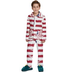 America Unite Stated Red Background Us Flags Kids  Long Sleeve Velvet Pajamas Set