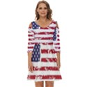 America Unite Stated Red Background Us Flags Shoulder Cut Out Zip Up Dress View1