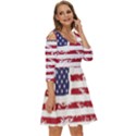 America Unite Stated Red Background Us Flags Shoulder Cut Out Zip Up Dress View3