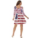 America Unite Stated Red Background Us Flags Shoulder Cut Out Zip Up Dress View4