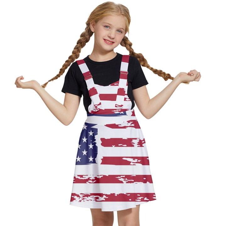 America Unite Stated Red Background Us Flags Kids  Apron Dress