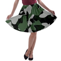 Camouflage Camo Army Soldier Pattern Military A-line Skater Skirt