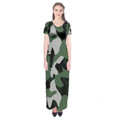 Camouflage Camo Army Soldier Pattern Military Short Sleeve Maxi Dress by Jancukart