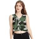 Camouflage Camo Army Soldier Pattern Military V-Neck Cropped Tank Top View1