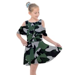 Camouflage Camo Army Soldier Pattern Military Kids  Shoulder Cutout Chiffon Dress