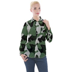 Camouflage Camo Army Soldier Pattern Military Women s Long Sleeve Pocket Shirt