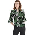 Camouflage Camo Army Soldier Pattern Military Loose Horn Sleeve Chiffon Blouse View1