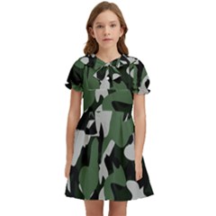 Camouflage Camo Army Soldier Pattern Military Kids  Bow Tie Puff Sleeve Dress