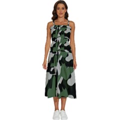 Camouflage Camo Army Soldier Pattern Military Sleeveless Shoulder Straps Boho Dress