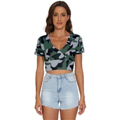 Camouflage Camo Army Soldier Pattern Military V-neck Crop Top