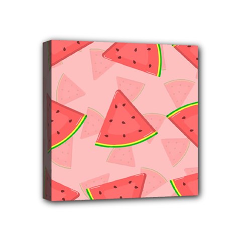 Background Watermelon Pattern Fruit Food Sweet Mini Canvas 4  X 4  (stretched)