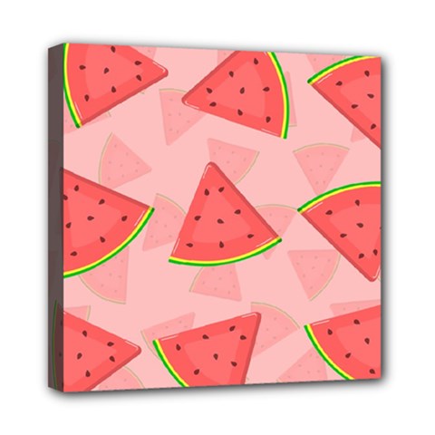 Background Watermelon Pattern Fruit Food Sweet Mini Canvas 8  X 8  (stretched)